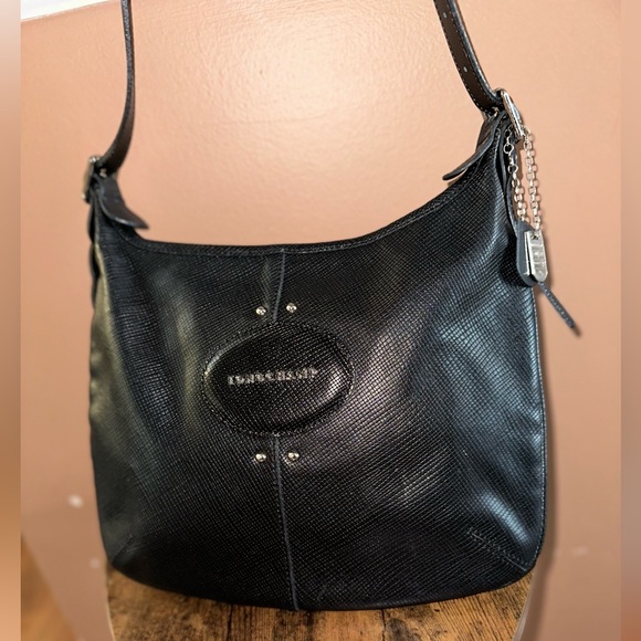Longchamp Vintage Black Leather Crossbody Hobo Bag - Picture 2 of 8